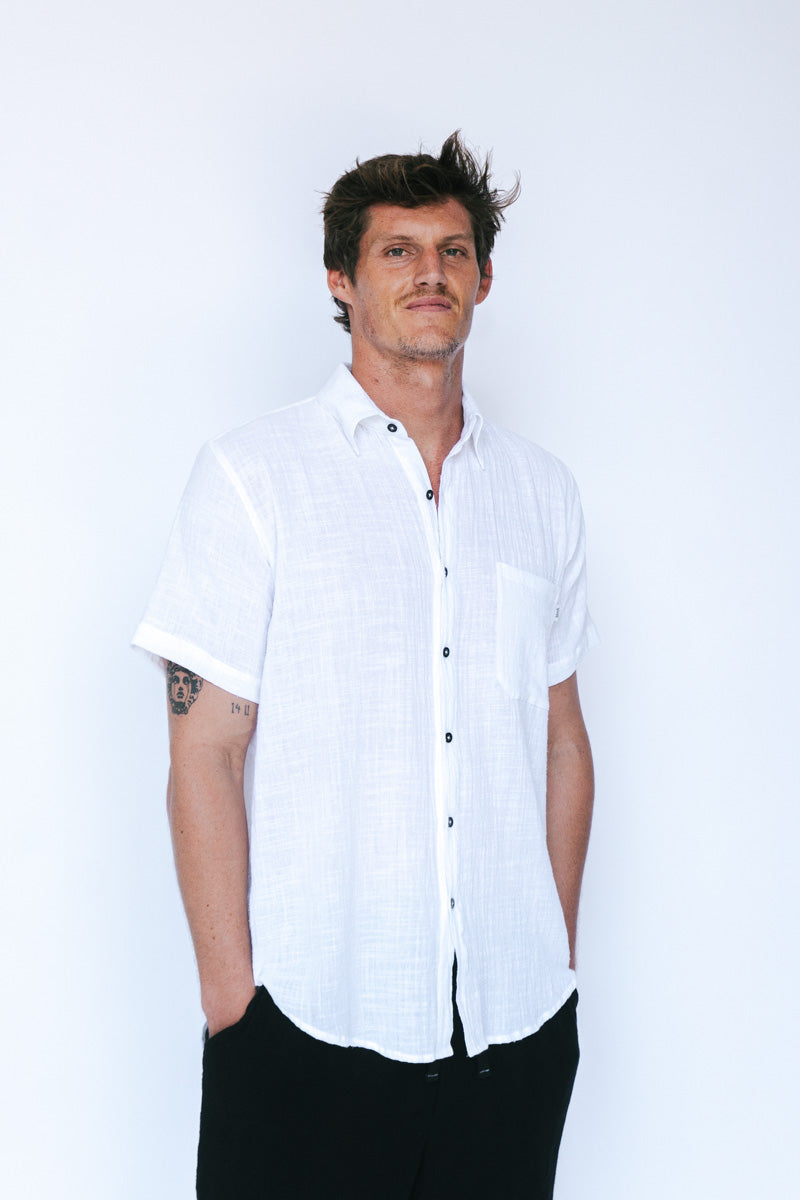 Josh Black Circle Blank Surf Wear Shirt Pipeline White