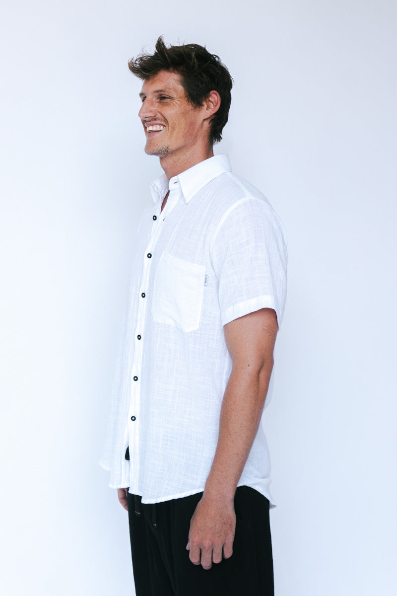 Josh Black Circle Blank Surf Wear Shirt Pipeline White